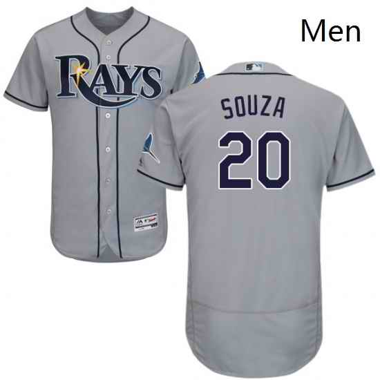 Mens Majestic Tampa Bay Rays 20 Steven Souza Grey Road Flex Base Authentic Collection MLB Jersey
